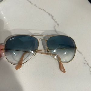 Ray bans blue lens with gold frame